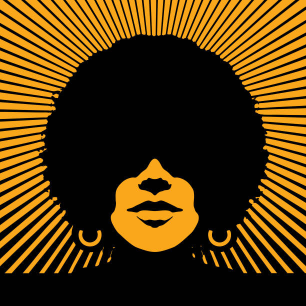 Retro womans face with vector sunbeams