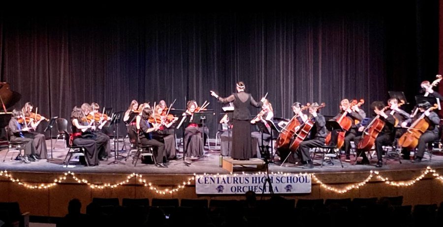 An+ensemble+group+of+the+Centaurus+Orchestra+performing+on+Monday%2C+Feb.+13th+during+the+Winter+Concert