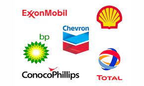 The logos of the six oil companies commonly referred to as Big Oil. All of these companies, with the exception of TotalEnergies, are named in the California lawsuit.