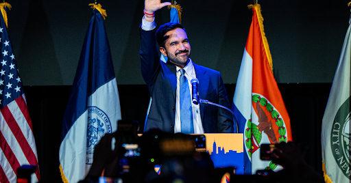 Zohran Mamdani at his victory speech after winning the New York City mayoral race - Amir Hamja of the New York Times.